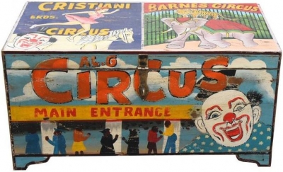 Product photograph of Kufri Hand Painted Vintage Circus Storage Trunk from Choice Furniture Superstore