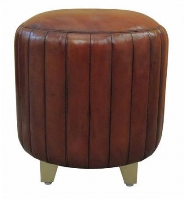 Product photograph of Mysore Handcrafted Cognac Ribbed Pouf Stool from Choice Furniture Superstore