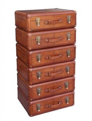 Product photograph of Mysore Handcrafted Cognac Tall Boy 6 Drawer Chest from Choice Furniture Superstore