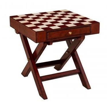 Product photograph of Mysore Handcrafted Leather Cognac Chess Set With Table from Choice Furniture Superstore