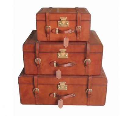 Product photograph of Mysore Handcrafted Weave Cognac Set Of 3 Trunk from Choice Furniture Superstore