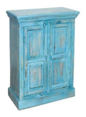 Product photograph of Neral Hand Painted Blue Crack Finish 2 Door Cabinet from Choice Furniture Superstore