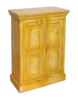 Product photograph of Neral Hand Painted Yellow Crack Finish 2 Door Cabinet from Choice Furniture Superstore