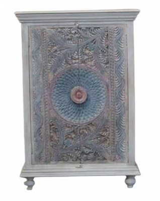 Product photograph of Rewa Hand Painted Carved 2 Door Cabinet from Choice Furniture Superstore