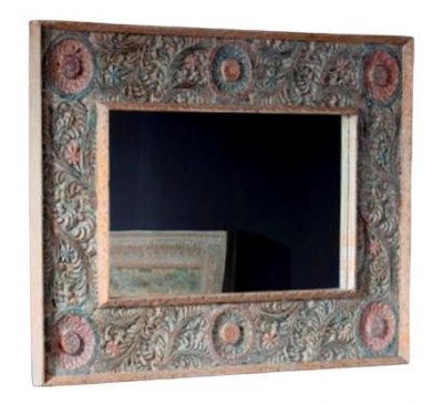 Product photograph of Rewa Hand Painted Carved Rectangular Mirror from Choice Furniture Superstore