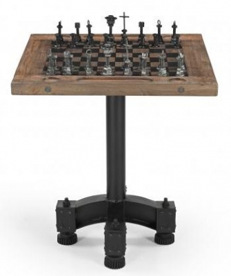 Product photograph of Gulmarg Reclaimed Wood And Metal Chess Set With Table from Choice Furniture Superstore