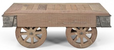 Gulmarg Reclaimed Wooden Coffee Table on Wheels