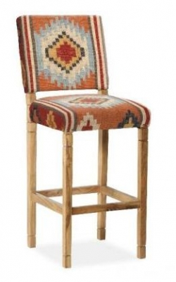 Product photograph of 2 X Dewas Kilim Red Barstool from Choice Furniture Superstore