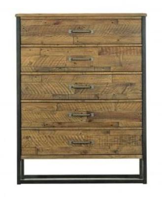 Product photograph of Gridley Loft Wooden 5 Drawer Chest from Choice Furniture Superstore