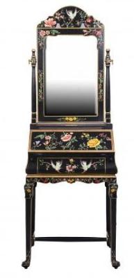 Product photograph of Meerut Black Lyre Bird Design Dressing Table With Mirror from Choice Furniture Superstore