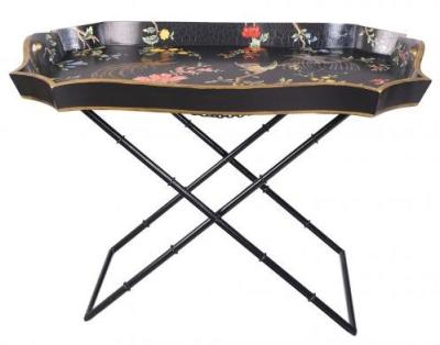 Product photograph of Meerut Black Lyre Bird Design Tray Stand from Choice Furniture Superstore