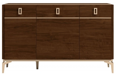 Product photograph of Status Eva Day Walnut Brown Italian 3 Door Buffet Medium Sideboard from Choice Furniture Superstore
