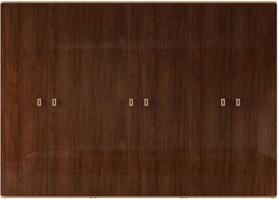 Product photograph of Modern Eva Walnut Italian 6 Door Wardrobe With Gold Trim from Choice Furniture Superstore