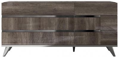 Product photograph of Status Medea Night Vintage Oak Italian 6 Drawer Double Dresser from Choice Furniture Superstore