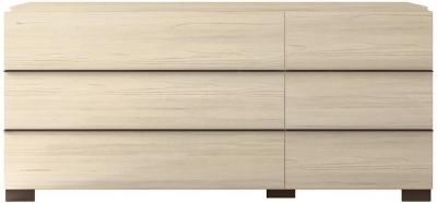 Product photograph of Status Perla Night White Larch Italian 6 Drawer Double Dresser from Choice Furniture Superstore