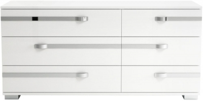Product photograph of Status Volare Night White Italian 6 Drawer Double Dresser from Choice Furniture Superstore