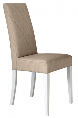 Product photograph of Status Lisa Day White High Gloss Italian Toffee Faux Leather Dining Chair Sold In Pairs from Choice Furniture Superstore