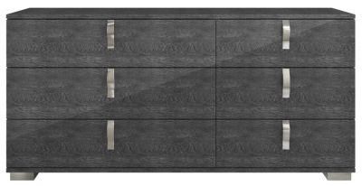 Product photograph of Sarah Night Grey Birch Italian 6 Drawer Double Dresser from Choice Furniture Superstore