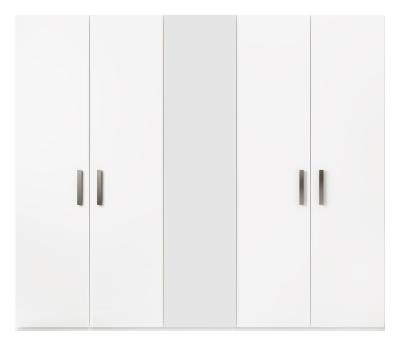 Modern Mara White Italian 5 Door Mirror Wardrobe