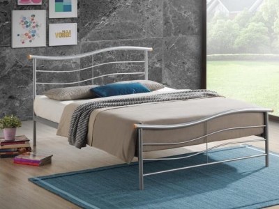 Product photograph of Time Living Waverley Silver Metal Bed from Choice Furniture Superstore
