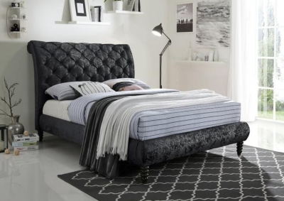 Product photograph of Venice Black Fabric Bed - Comes In 4ft 6in Double 5ft King Size Options from Choice Furniture Superstore