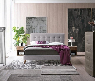 Image of Time Living Novara Light Grey Fabric Bed