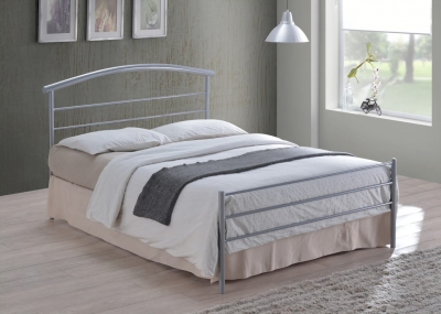 Product photograph of Time Living Brennington Silver Metal Bed from Choice Furniture Superstore