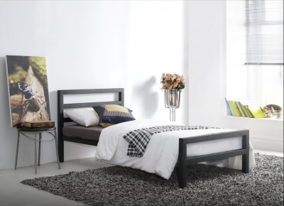Product photograph of Time Living City Block Charcoal Black Metal Bed from Choice Furniture Superstore