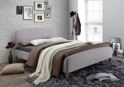 Image of Time Living Geneva Light Grey Fabric Bed