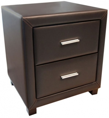 Product photograph of Time Living Dorset Brown Faux Leather 2 Drawer Bedside Cabinet from Choice Furniture Superstore