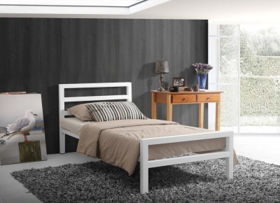 Image of Time Living City Block White Metal Bed