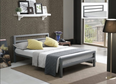 Product photograph of Time Living City Block Grey Metal Bed from Choice Furniture Superstore