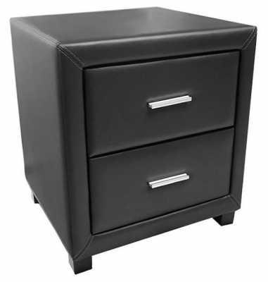 Product photograph of Time Living Dorset Black Faux Leather 2 Drawer Bedside Cabinet from Choice Furniture Superstore