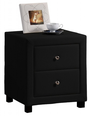 Product photograph of Time Living Chelsea Black Faux Leather 2 Drawer Bedside Cabinet from Choice Furniture Superstore