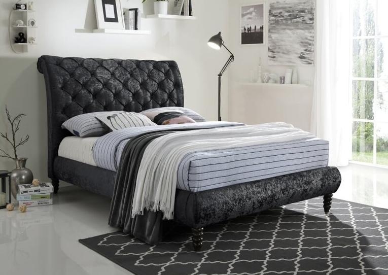 Venice Black Fabric Bed - Comes in 4ft 6in Double & 5ft King Size Options