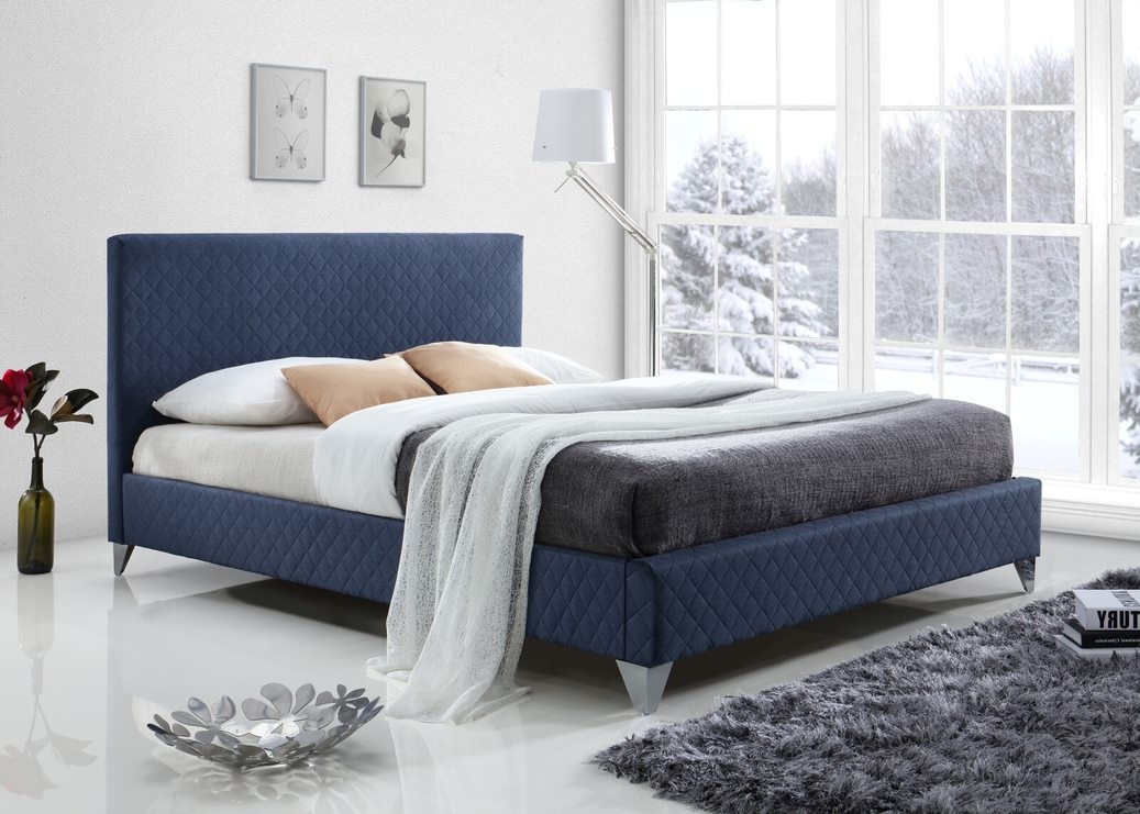 Time Living Brooklyn Blue Fabric Bed