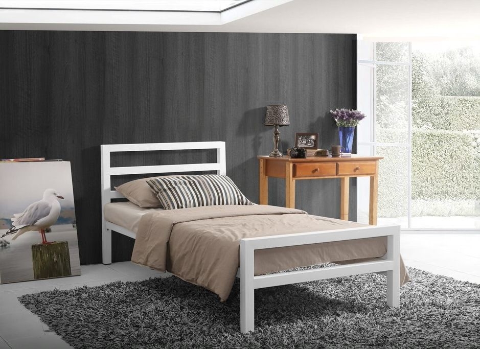 Time Living City Block White Metal Bed
