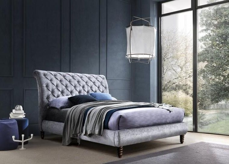 Venice Grey Fabric Bed - Comes in 4ft 6in Double & 5ft King Size Options