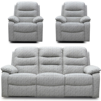 Product photograph of Como Grey Fabric 3 1 1 Recliner Sofa Set from Choice Furniture Superstore