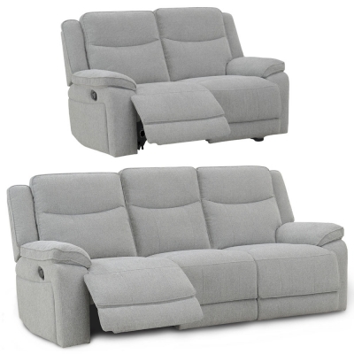 Product photograph of Herbert Light Grey Fabric 3 2 Seater Recliner Sofa Set from Choice Furniture Superstore