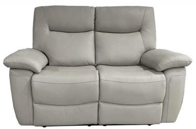 Product photograph of Lucia Pearl Grey Leather 2 Seater Recliner Sofa from Choice Furniture Superstore