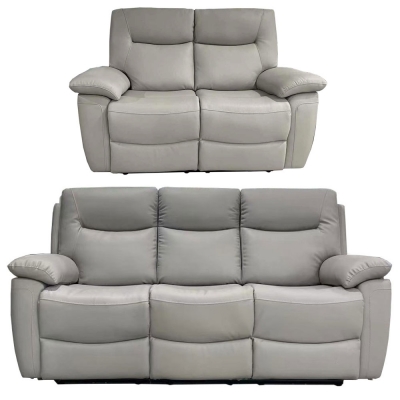 Product photograph of Lucia Pearl Grey Leather 3 2 Seater Recliner Sofa Set from Choice Furniture Superstore