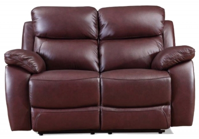 Product photograph of Rivoli Burgundy Leather 2 Seater Recliner Sofa from Choice Furniture Superstore