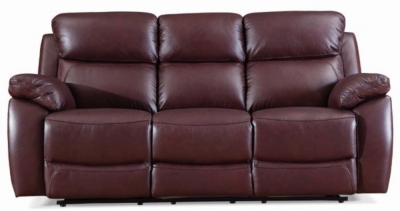 Product photograph of Rivoli Burgundy Leather 3 Seater Recliner Sofa from Choice Furniture Superstore