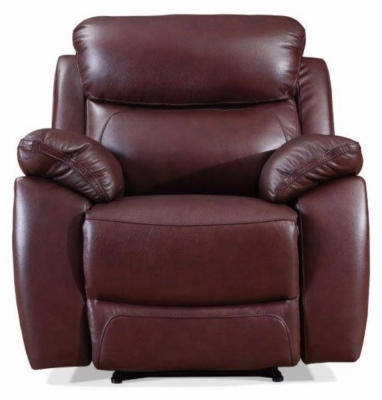 Product photograph of Rivoli Burgundy Leather Recliner Armchair from Choice Furniture Superstore