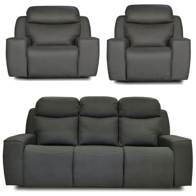 Product photograph of Rocco Dark Grey Fabric 3 1 1 Recliner Sofa Set from Choice Furniture Superstore