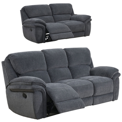 Product photograph of Sasha Dark Grey Fabric 3 2 Seater Recliner Sofa Set from Choice Furniture Superstore