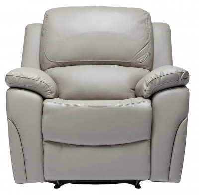 Product photograph of Sienna Pearl Grey Leather Recliner Armchair from Choice Furniture Superstore