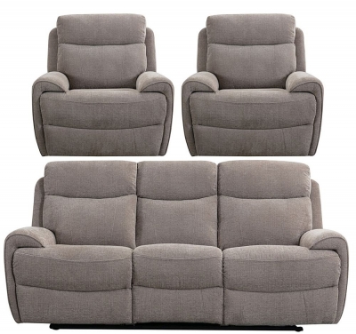 Product photograph of Sofia Oatmeal Fabric 3 1 1 Recliner Sofa Set from Choice Furniture Superstore