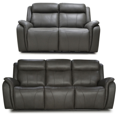 Product photograph of Marco Pewter Leather Upholstered Recliner 3 2 Seater Sofa Set from Choice Furniture Superstore